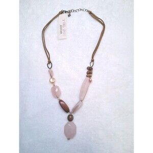 Peyote Bird Free Spirit Gemstone Mother Of Pearl Wood Bead Leather Necklace NWT